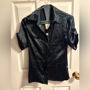 Arden B Black Silk Short Sleeve Shirt